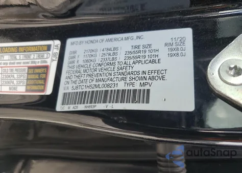 2021 Acura Rdx Technology from USA, damaged, VIN 5J8TC1H52ML008231